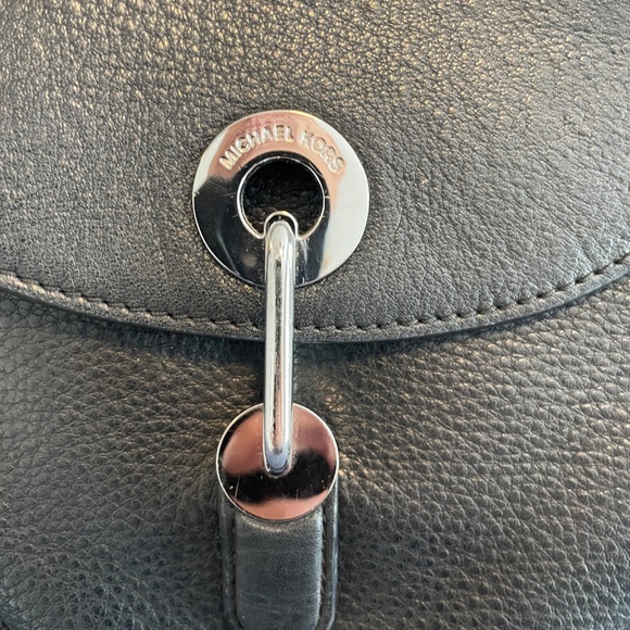 Michael Kors Raven Pebbled Leather Black & Silver Backpack Purse w/ Dust Bag - Picture 2 of 7